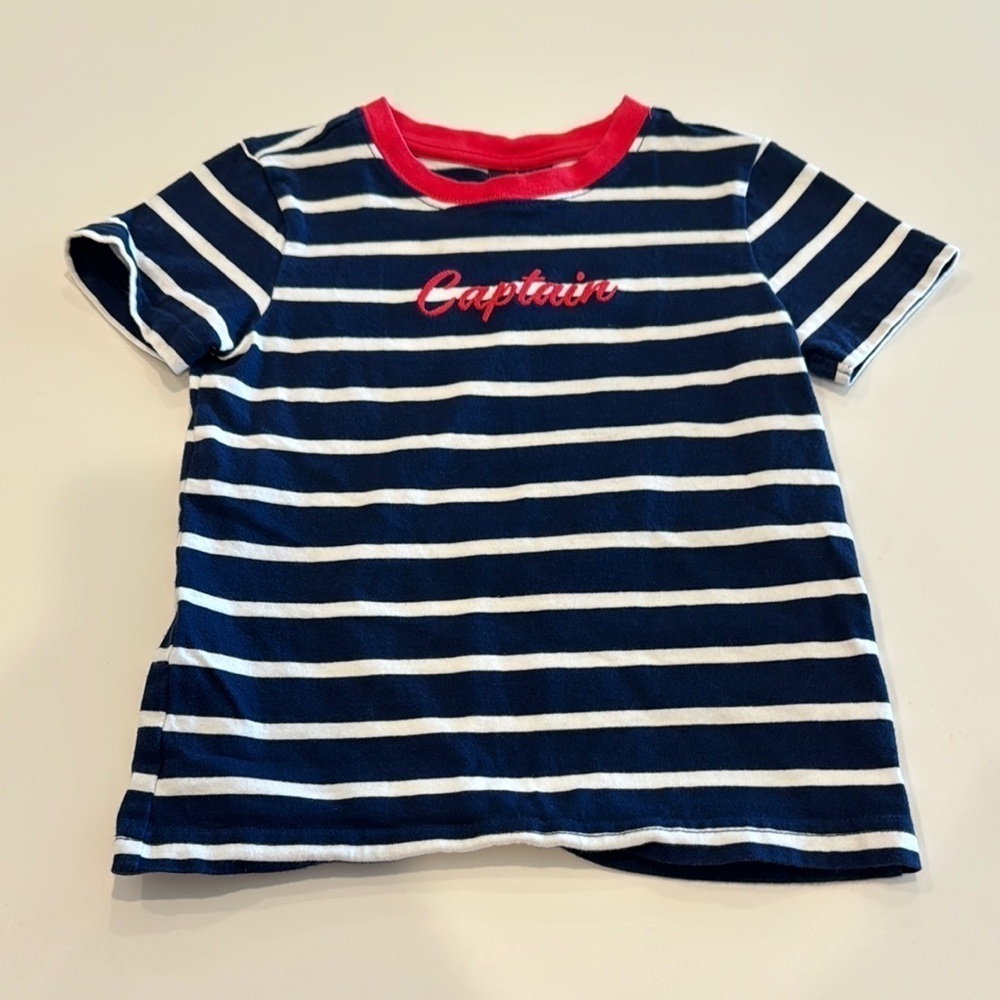 Janie and Jack Blue White Nautical Striped Tee